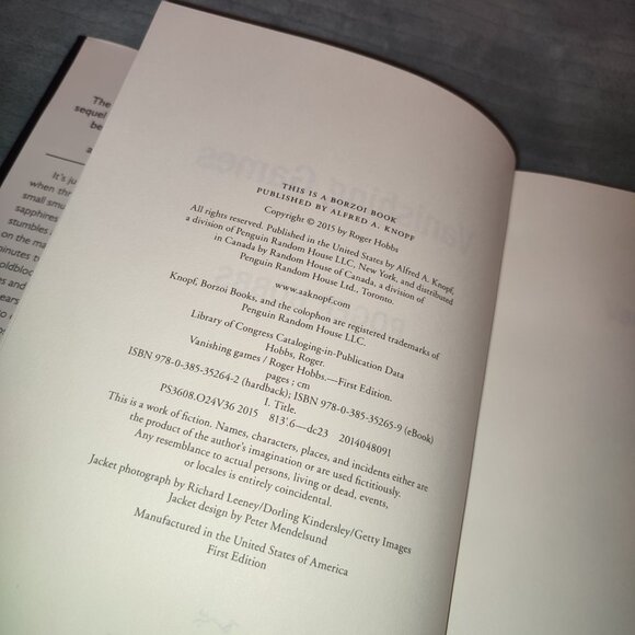 Book Vanishing Games Bestseller Novel Fiction Roger Hobbs South China Sea Macau - Picture 6 of 11